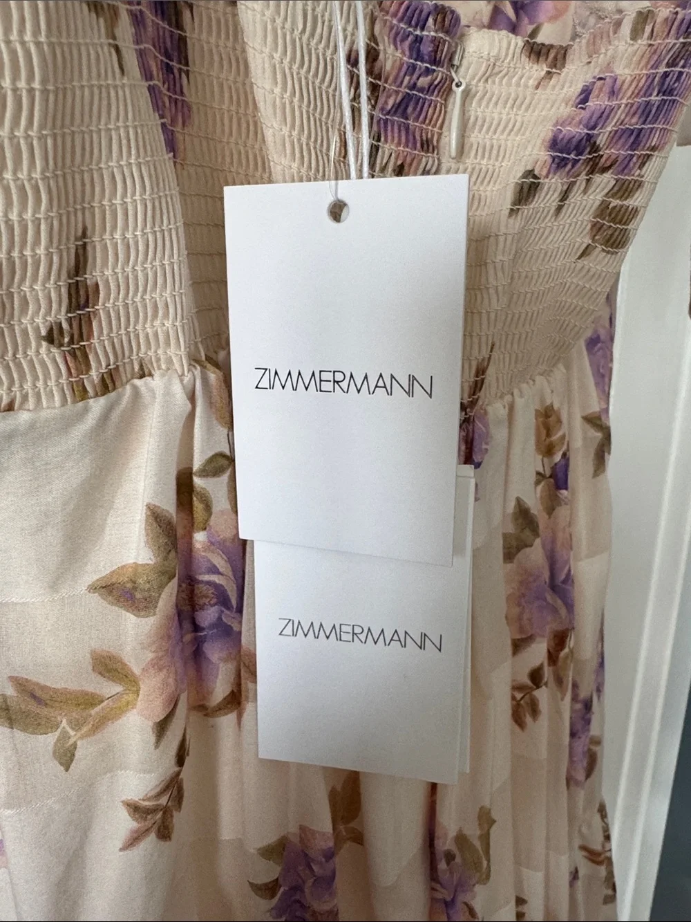Zimmermann Cream Maxi Dress Rosa Lavender Floral striped picnic - Picture 5 of 8